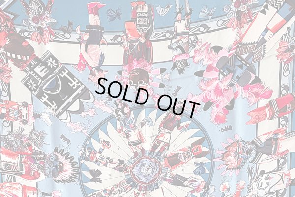 エルメス　KACHINAS カレ ウォッシュ90 071823S RD/BLEU JEAN/ROSE VIF　拡大