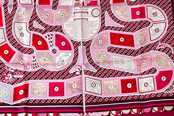 エルメス　LE TOUR DU MONDE EN 63 CASES カレ90 H003177S ピンク　拡大(2)