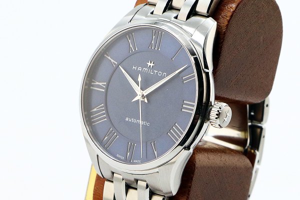 ハミルトン　ジャズマスター　Ｈ４２５３５０　紺文字盤　ローマンインデックス　サイド拡大