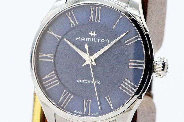 ハミルトン　ジャズマスター　Ｈ４２５３５０　紺文字盤　ローマンインデックス　表面拡大