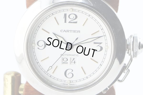 カルティエ　パシャＣ　ビックデイト　Ｗ３１０４４Ｍ７　白文字盤　表面拡大