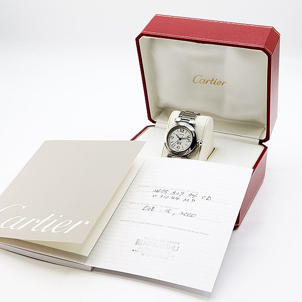 カルティエ　パシャＣ　ビックデイト　Ｗ３１０４４Ｍ７　白文字盤　箱・保証書