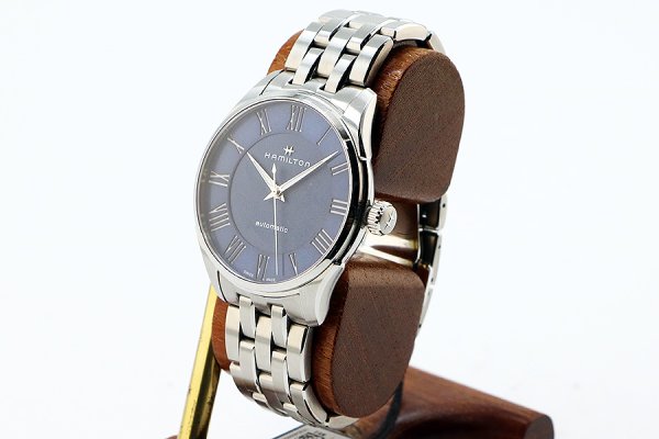 ハミルトン　ジャズマスター　Ｈ４２５３５０　紺文字盤　ローマンインデックス　サイド