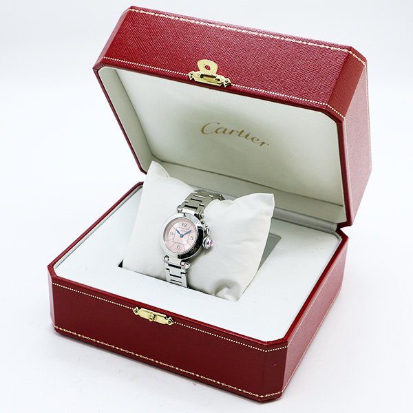 カルティエ　ミスパシャ　２９７３　ピンク文字盤　箱・修理証明書