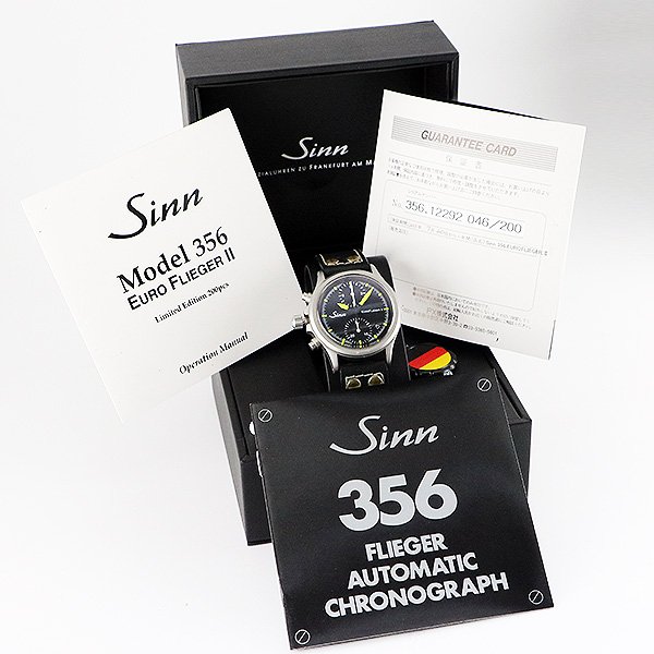 ジン　３５６　ユーロフリーガーII　黒文字盤  黄色針　箱・保証書