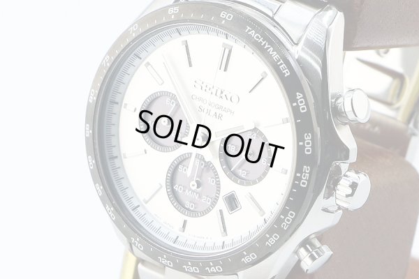 セイコー　ソーラークロノ　ＳＢＰＹ１６５　銀文字盤　黒インダイアル　サイド拡大