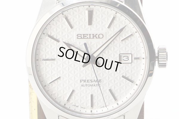 セイコー　プレサージュ　シャープエッジ　ＳＡＲＸ０７５　銀文字盤　表面拡大