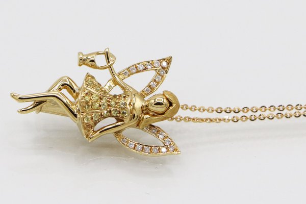 K18 ダイアイリペンダントネックレス 0.18ct 0.08ct 4.80g　サイド