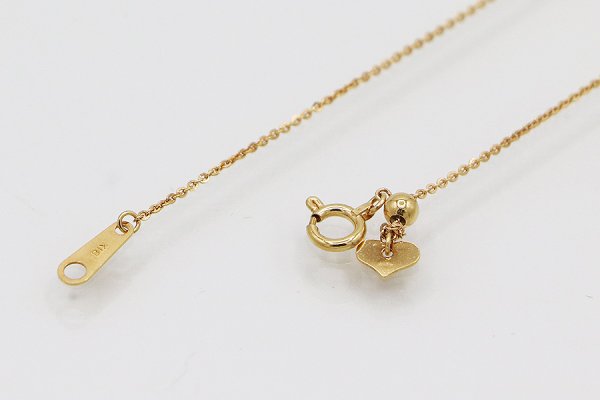 K18 ダイアイリペンダントネックレス 0.18ct 0.08ct 4.80g　留め具外したイメージ