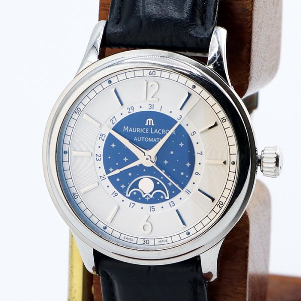 モーリス・ラクロア　レ・クラシック　ムーンフェイス　ＣＬ６１６８　白／紺文字盤