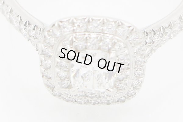 ティファニー　PT950 ソレスト クッションカット ダイアイリリング 5.90g　拡大