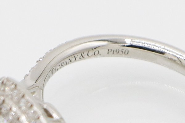 ティファニー　PT950 ソレスト クッションカット ダイアイリリング 5.90g　刻印