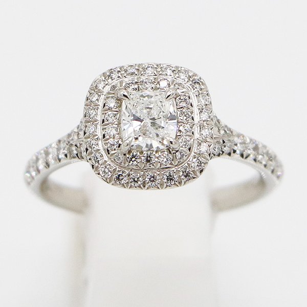 ティファニー　PT950 ソレスト クッションカット ダイアイリリング 5.90g