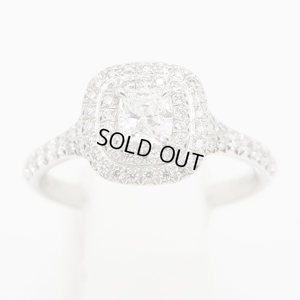 ティファニー　PT950 ソレスト クッションカット ダイアイリリング 5.90g