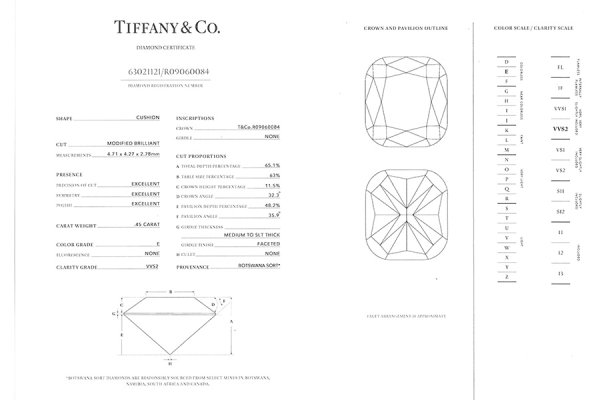 ティファニー　PT950 ソレスト クッションカット ダイアイリリング 5.90g　保証書