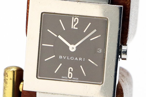 ブルガリ　クアドラ　ＡＱ２７ＳＳ　黒文字盤　表面拡大