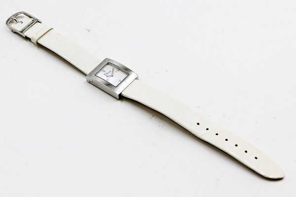 ディオール　マリス　Ｄ７８－１０９　シェル文字盤　替えベルト白　表面状態
