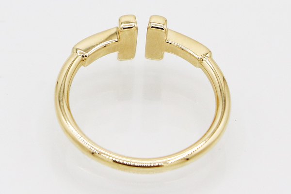 ティファニー　750YG ティファニーT ワイヤーリング 2.70g　内側