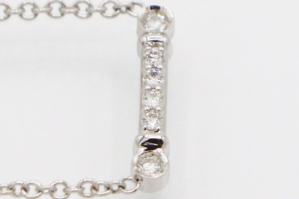 ティファニー　PT950 フルール ド リス キー バー ダイアイリネックレス 2.70g 　拡大