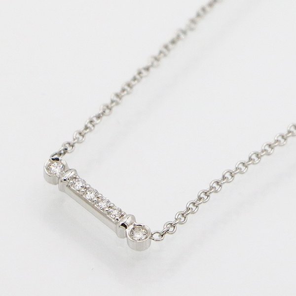 ティファニー　PT950 フルール ド リス キー バー ダイアイリネックレス 2.70g 