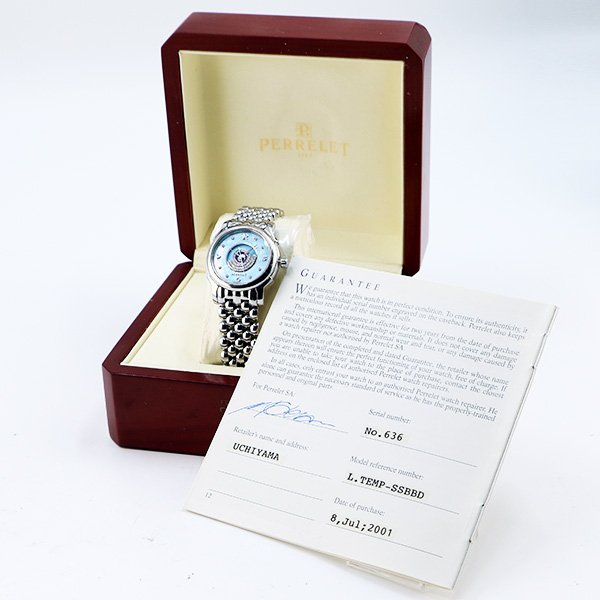 ペルレ　レディーテンペスト　Ｌ．ＴＥＭＰ－ＳＳＢＢＤ　青シェル文字盤　８Ｐ　箱・保証書