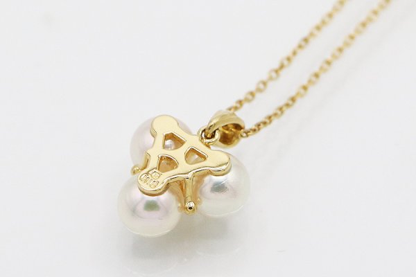 ミキモト　K18 3P パールダイアイリペンダントネックレス 4.10g　裏面