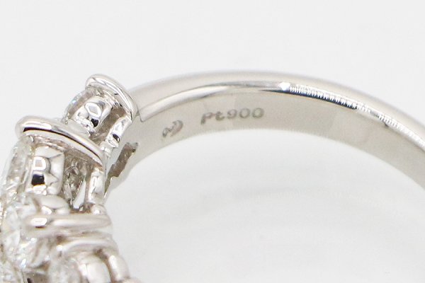 タサキ　PT900 ダイアイリリング 0.87ct 6.10g　刻印
