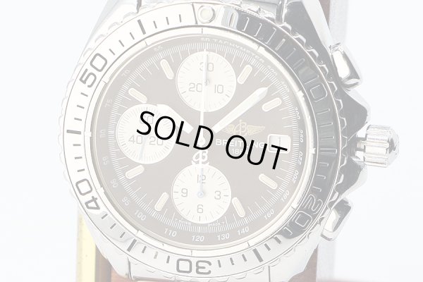 ブライトリング　クロノシャーク　Ａ１３０６１　黒文字盤　銀インダイアル　表面拡大