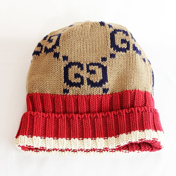 グッチ GGニットキャップ 597636 4G111 ブラウン／レッド