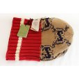 グッチ GGニットキャップ 597636 4G111 ブラウン／レッド　裏返し