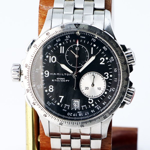 ハミルトン　カーキＥＴＯ　クロノグラフ　Ｈ７７６１２１　黒文字盤