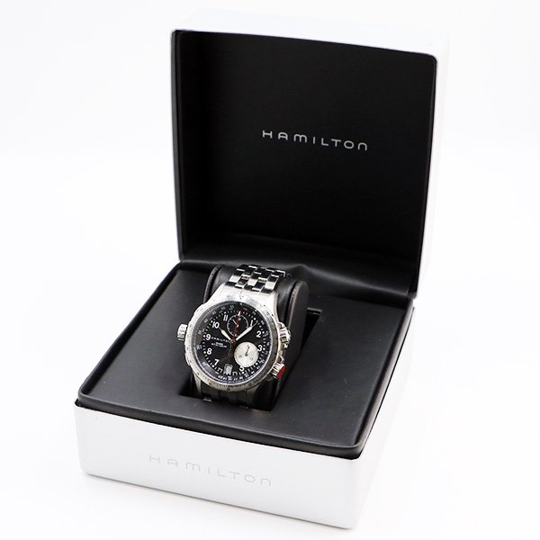 ハミルトン　カーキＥＴＯ　クロノグラフ　Ｈ７７６１２１　黒文字盤　箱
