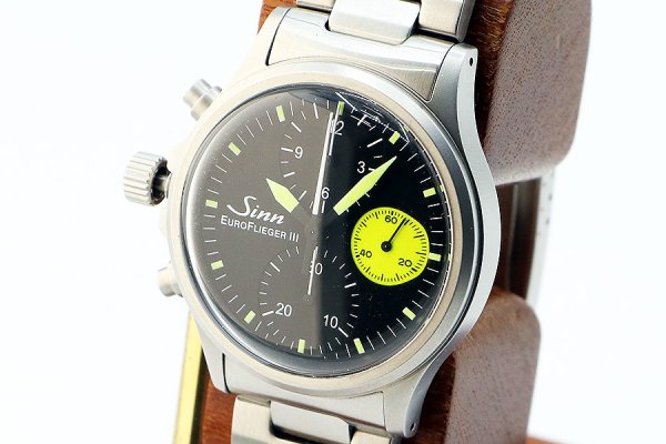 ジン　３５６　ユーロフリーガーIII　黒文字盤　黄色針　サイド拡大