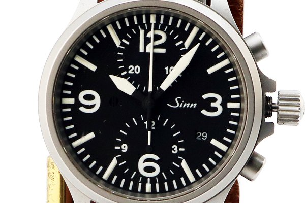 ジン　７５６　クロノグラフ　黒文字盤　表面拡大