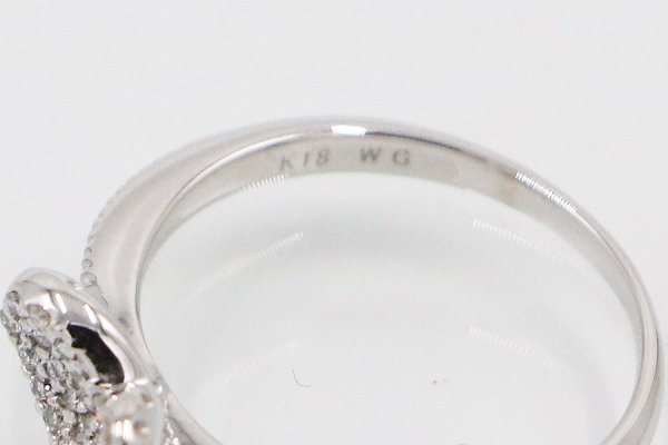 K18WG ダイアイリリング 0.12ct 2.40g　刻印