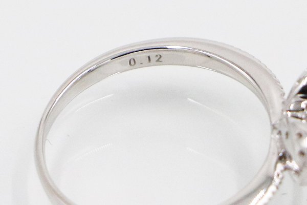 K18WG ダイアイリリング 0.12ct 2.40g　刻印(2)