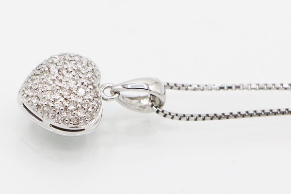 K18WG ダイアイリペンダントネックレス 0.22ct 5.60g　サイド