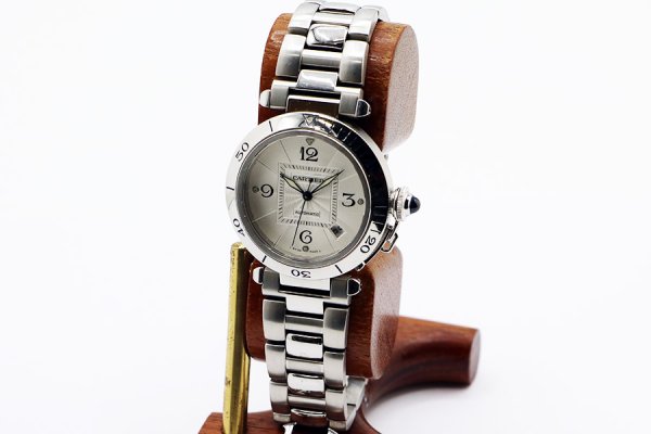 カルティエ　パシャ３８　コンベックスグリッド　Ｗ３１０５９Ｈ３　銀文字盤　サイド　グリッド外した状態