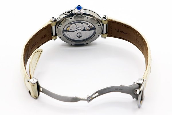 カルティエ　パシャ３８　コンベックスグリッド　Ｗ３１０５９Ｈ３　銀文字盤　革ベルト