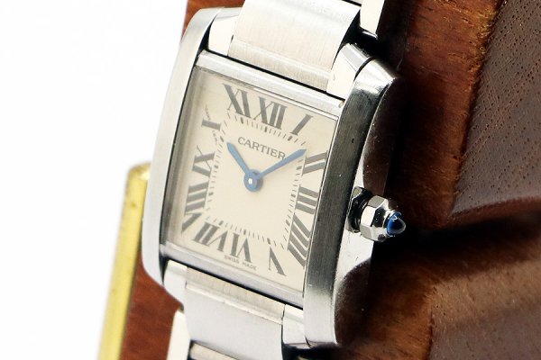 カルティエ　タンクフランセーズＳＭ　２３８４　白文字盤　サイド拡大