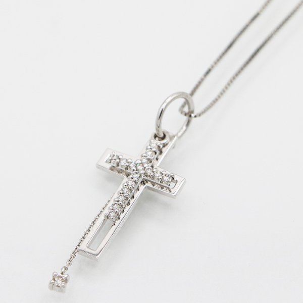 K18WG ダイアイリペンダントネックレス 0.05ct 0.20ct 4.60g