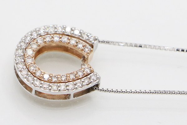 K18WG/PG ダイアイリペンダントネックレス 0.22ct 0.28ct 4.00g　サイド