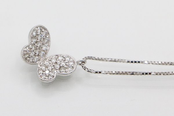 K18WG ダイアイリペンダントネックレス　0.23ct 2.80g　サイド