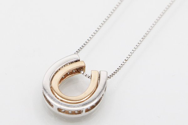 K18WG/PG ダイアイリペンダントネックレス 0.22ct 0.28ct 4.00g　裏面