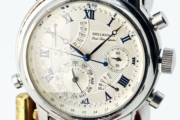 シェルマン　デュアルタイムリピーター　銀文字盤　６７６０－Ｔ０１７８５１　表面拡大