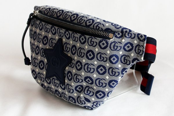 グッチ　GGスプリーム チルドレンズ ボディバック 502095 527066 ブルー　サイド