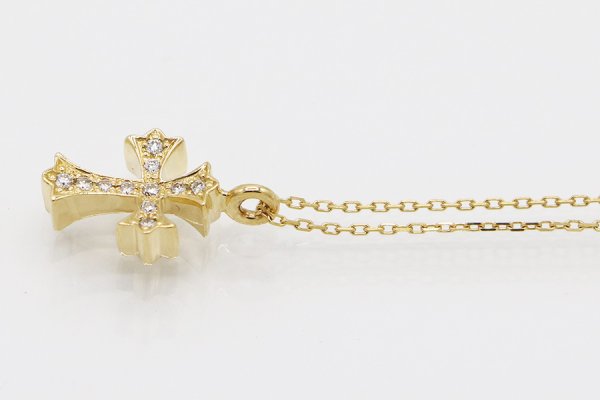ヴァーゴ Vago　K18 アイボリータワー クロス ダイアイリペンダントネックレス 0.11ct 3.50g　サイド