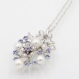 ミキモト　K18WG 青色石パールダイアイリペンダントネックレス 7.70g