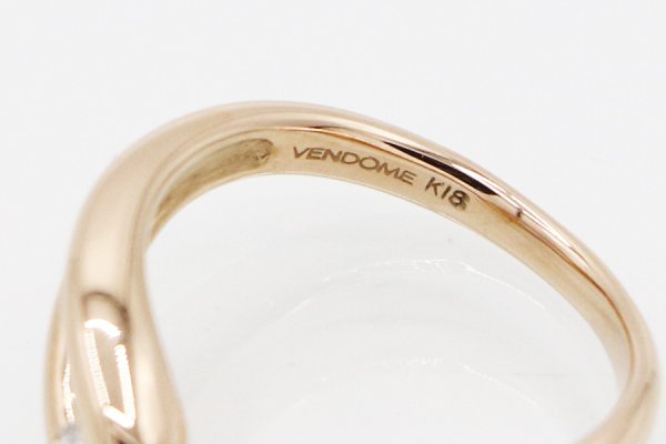 ヴァンドーム　K18PG ダイアイリリング 0.15ct 4.50g　刻印