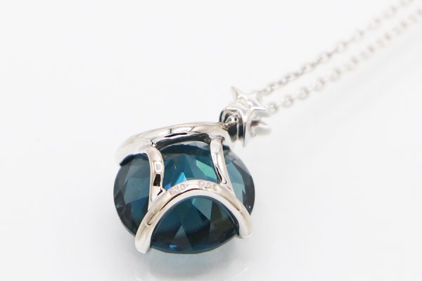 スタージュエリー K18WG ブルートパーズダイアイリペンダントネックレス 0.03ct 4.00g　裏面
